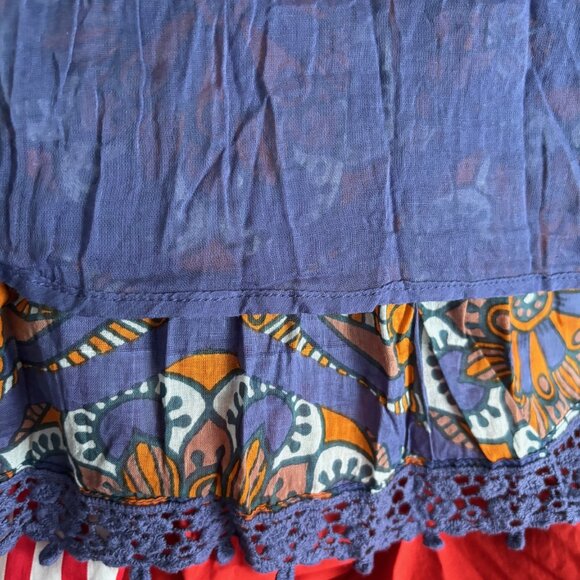 ORANGE FASHION VILLAGE, BEAUTIFUL PURPLE/ORANGE, BELL SLEEVE CROCHET TRIM DRESS - Picture 7 of 9